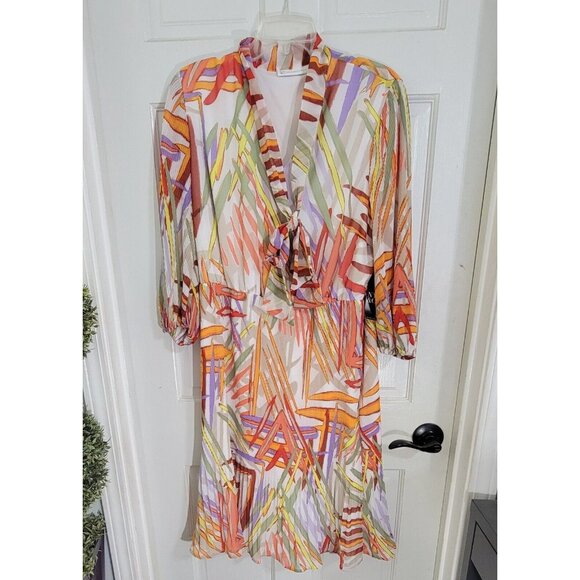 New York Company Womens‎ Multicolor Artsy Abstract Dress Half Sleeve Size L NWT - Picture 4 of 8